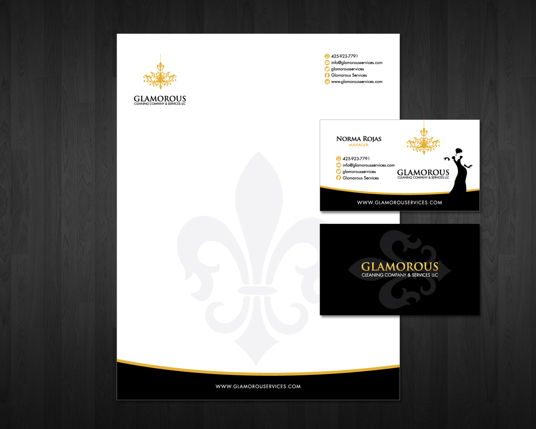 Business Card & Stationery Design entry 692610 submitted by DSD-Pro to the Business Card & Stationery Design for Glamorous Cleaning Company & Services run by boardmenot2day