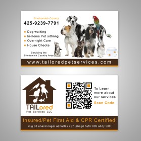 Business Card & Stationery Design entry 696318 submitted by Beneksz to the Business Card & Stationery Design for www.tailoredpetservices.com run by TAILored_Pet_Services