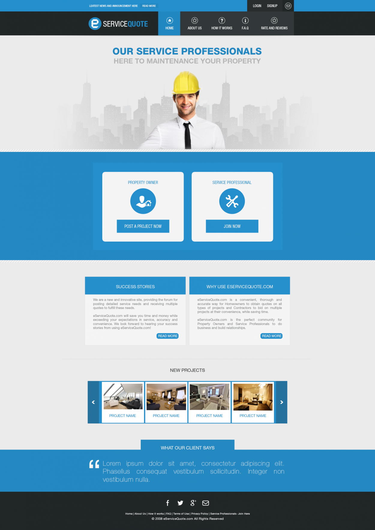 Web Design entry 707249 submitted by motiffmedia to the Web Design for eServiceQuote run by spichael