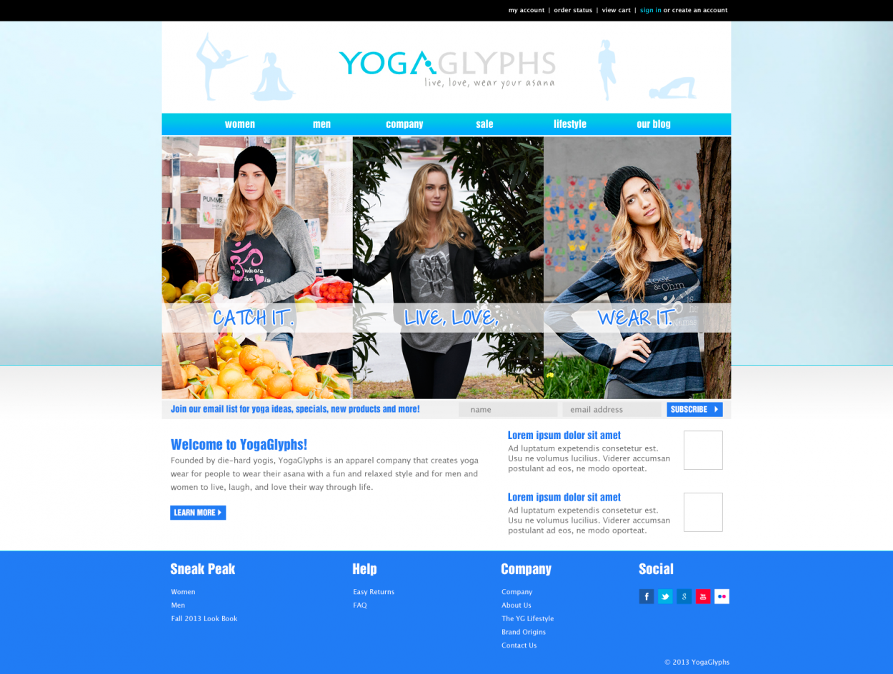 Web Design entry 719987 submitted by janedoe to the Web Design for YogaGlyphs run by loewen13