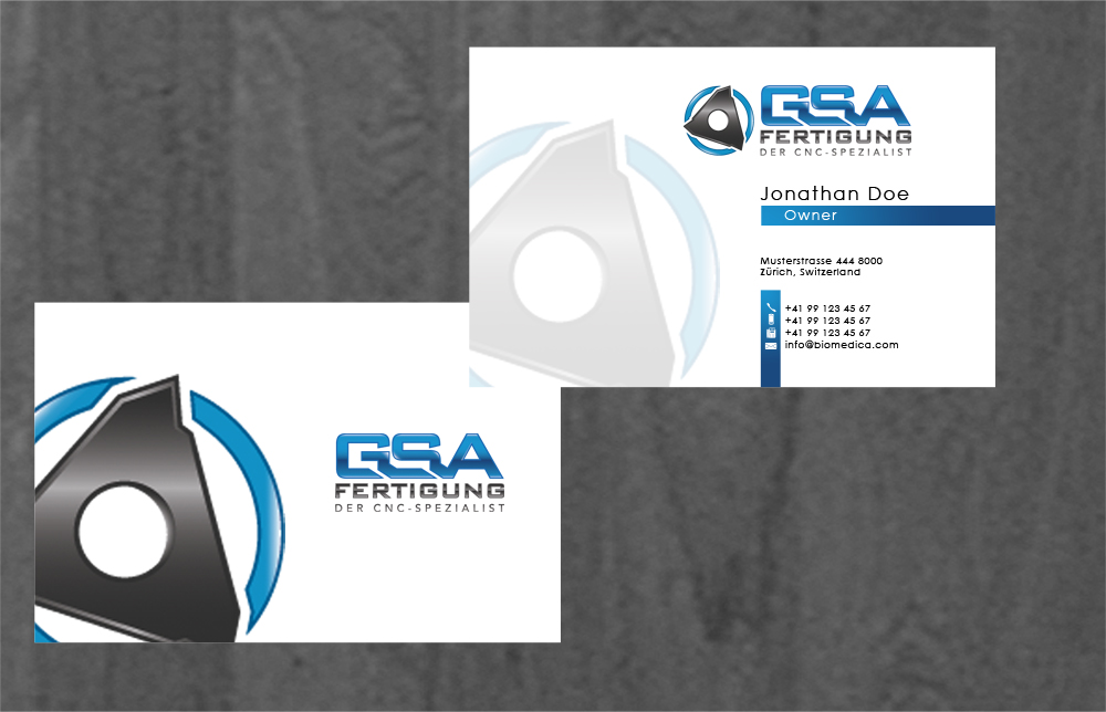 Business Card & Stationery Design entry 772873 submitted by adyyy to the Business Card & Stationery Design for GSA run by gsafertigung