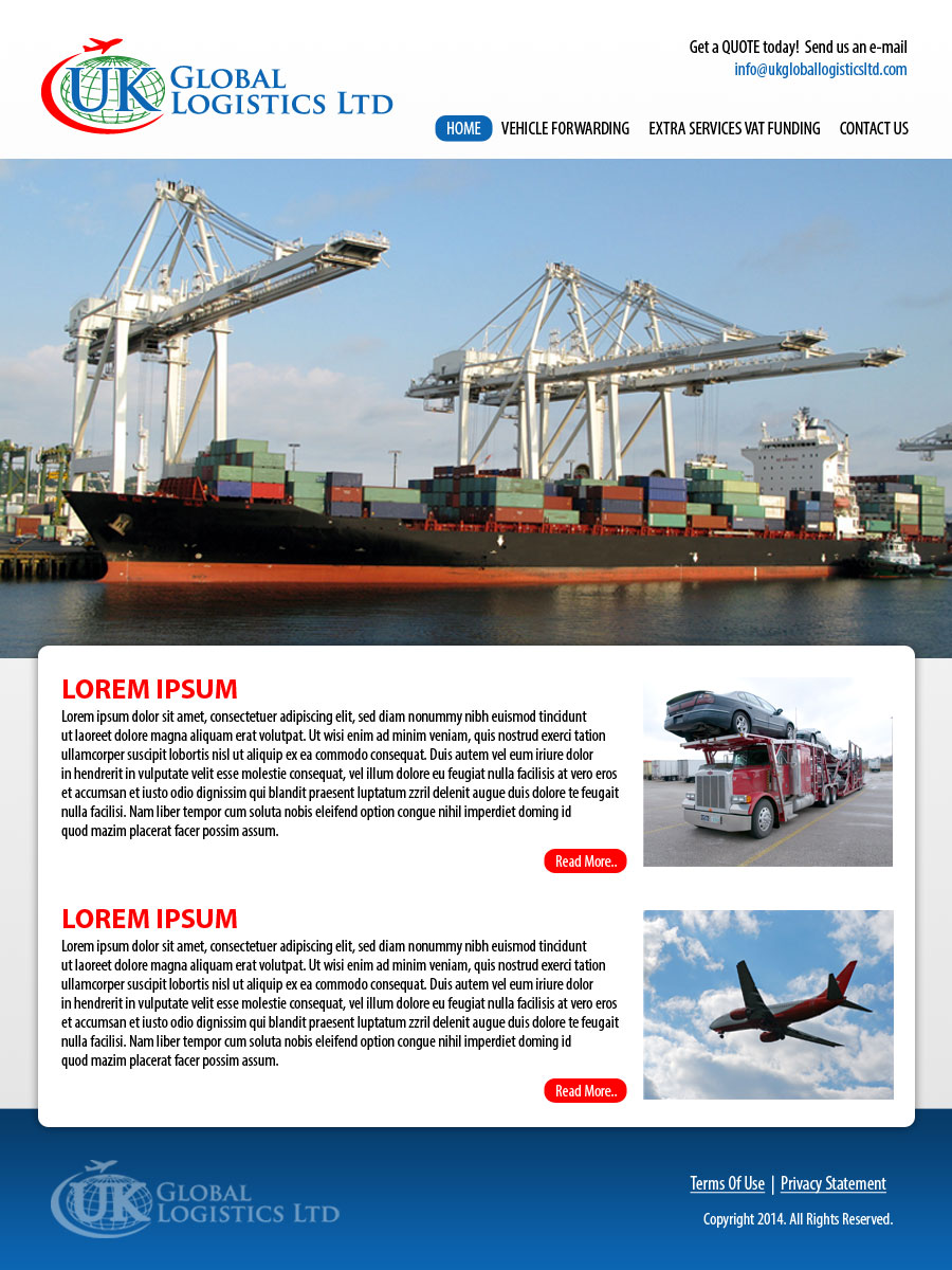 Web Design entry 876580 submitted by nivra.garcia to the Web Design for UK GLOBAL LOGISTICS LTD run by ukglobal