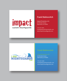 Business Card & Stationery Design entry 988233 submitted by athenticdesigner to the Business Card & Stationery Design for www.ImpactMouthguards.com and www.1800nightguards.com run by Mouthguards