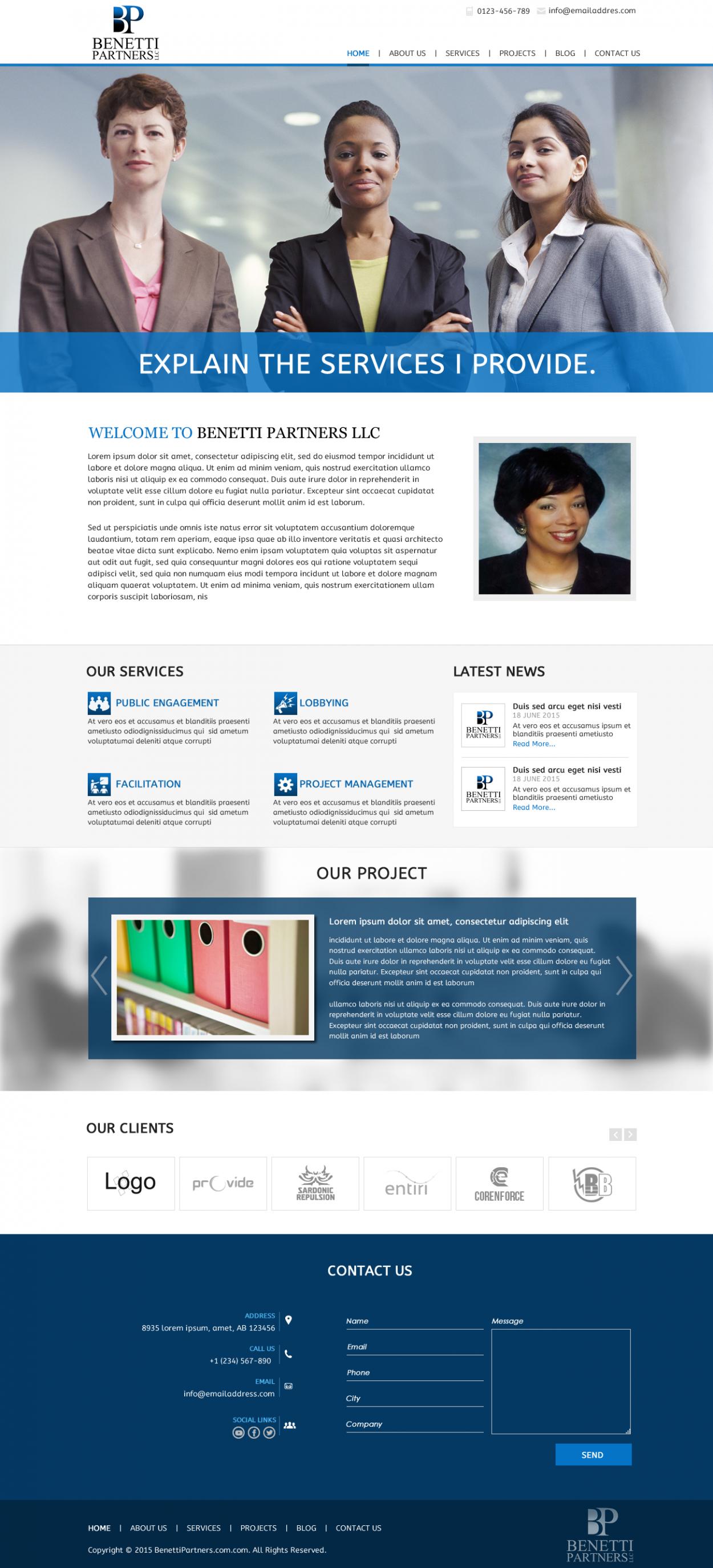 Web Design entry 1044111 submitted by JogDesigns to the Web Design for BenettiPartners.com run by jahbenetti
