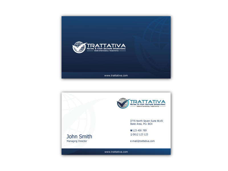 Business Card & Stationery Design entry 1057833 submitted by PANTONE to the Business Card & Stationery Design for Trattativa Meetings & Events Solutions International run by Trattativa