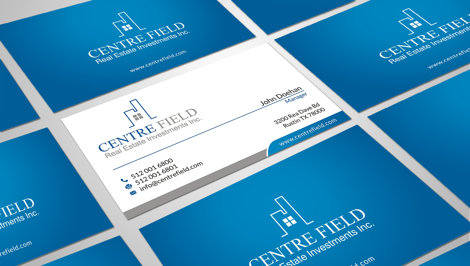 Business Card & Stationery Design entry 1100388 submitted by skyford412 to the Business Card & Stationery Design for Centre Field Real Estate Investments Inc. run by team4me
