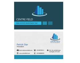 Business Card & Stationery Design Entry 1144240 submitted by daniteer to the contest for Centre Field Real Estate Investments Inc. run by team4me