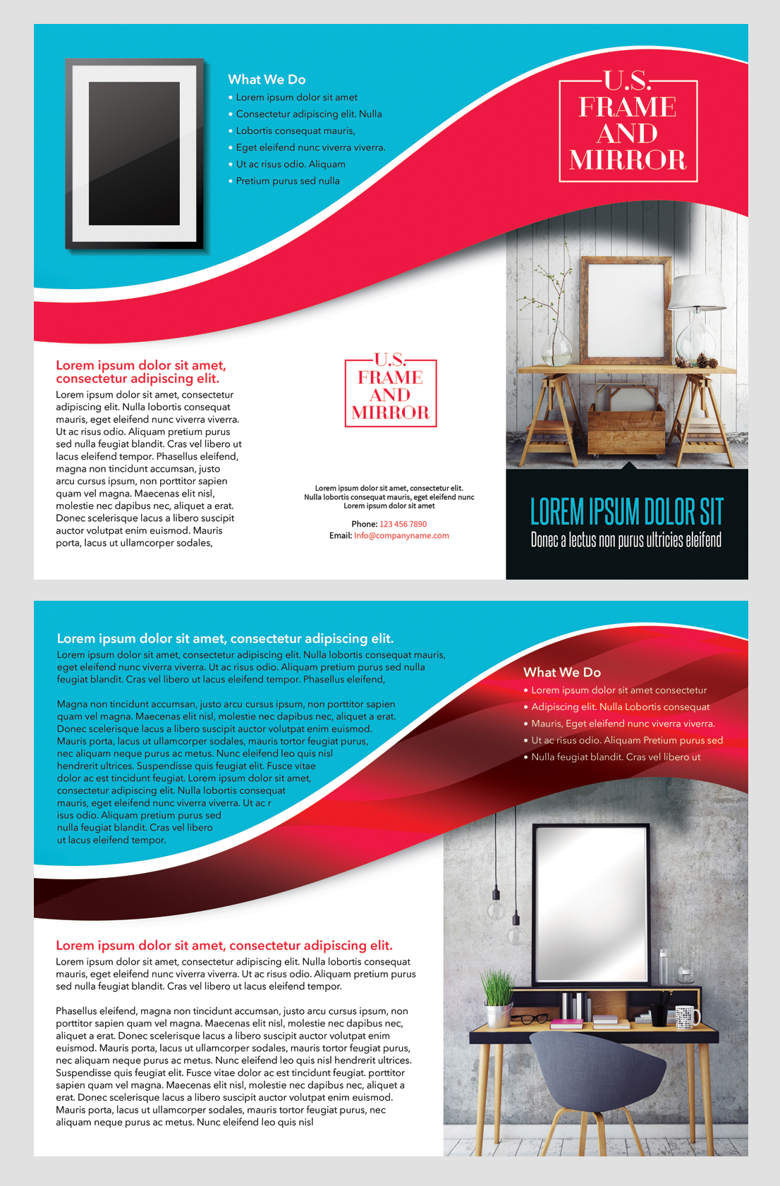 Brochure Design entry 1189384 submitted by quimcey to the Brochure Design for U.S. Frame and Mirror run by USFrame1