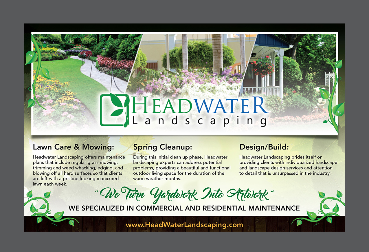 Brochure Design entry 1191004 submitted by bocaj.ecyoj to the Brochure Design for Headwater Landscaping run by AandD