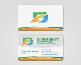 Business Card & Stationery Design entry 1195930 submitted by jayganesh to the Business Card & Stationery Design for Divergent, LLC d/b/a Divergent Enterprises (divergent.enterprises) run by stepenterprise