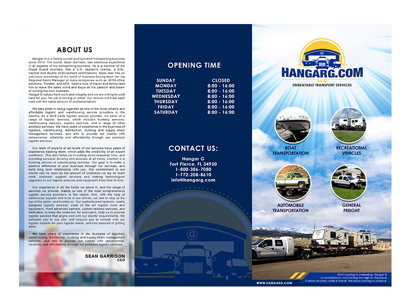 Brochure Design entry 1208972 submitted by neil41_2000 to the Brochure Design for HangarG run by hangargllc