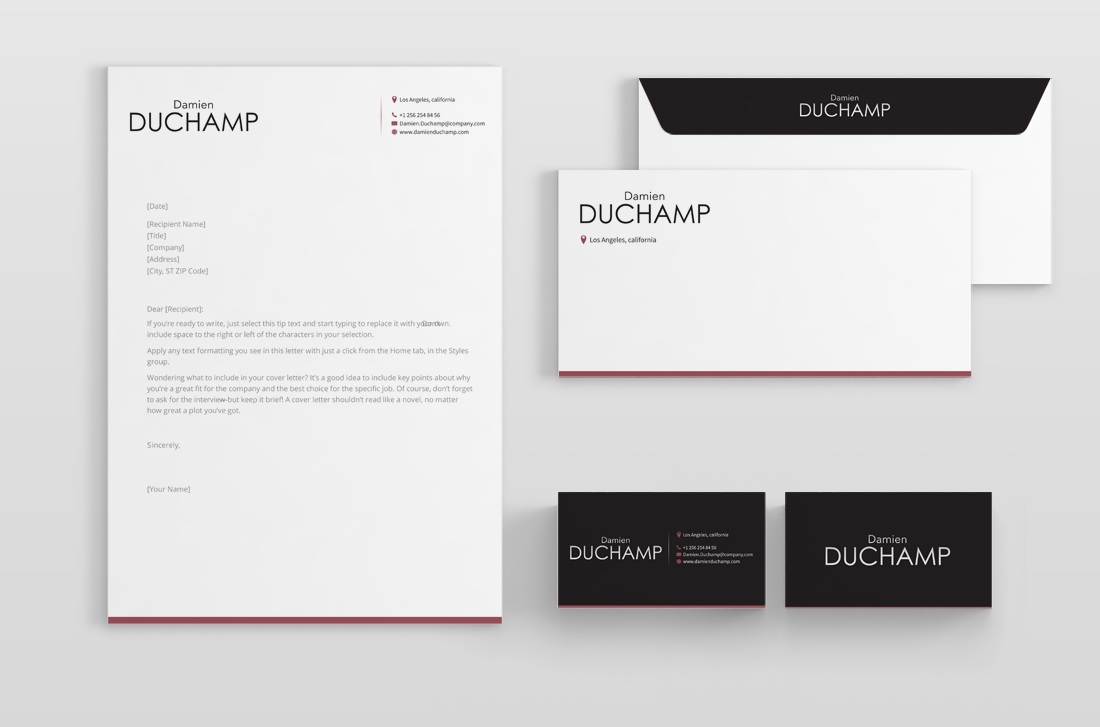 Business Card & Stationery Design entry 1271691 submitted by athenticdesigner to the Business Card & Stationery Design for Damien DUCHAMP run by damien951