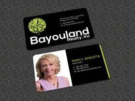 Business Card & Stationery Design Entry 1359485 submitted by skyford412 to the contest for Bayouland Realty, Inc. 1025 Victor II Blvd - Suite S#107, Morgan City, LA 70380, O: 985.385.0232 run by Barletta1