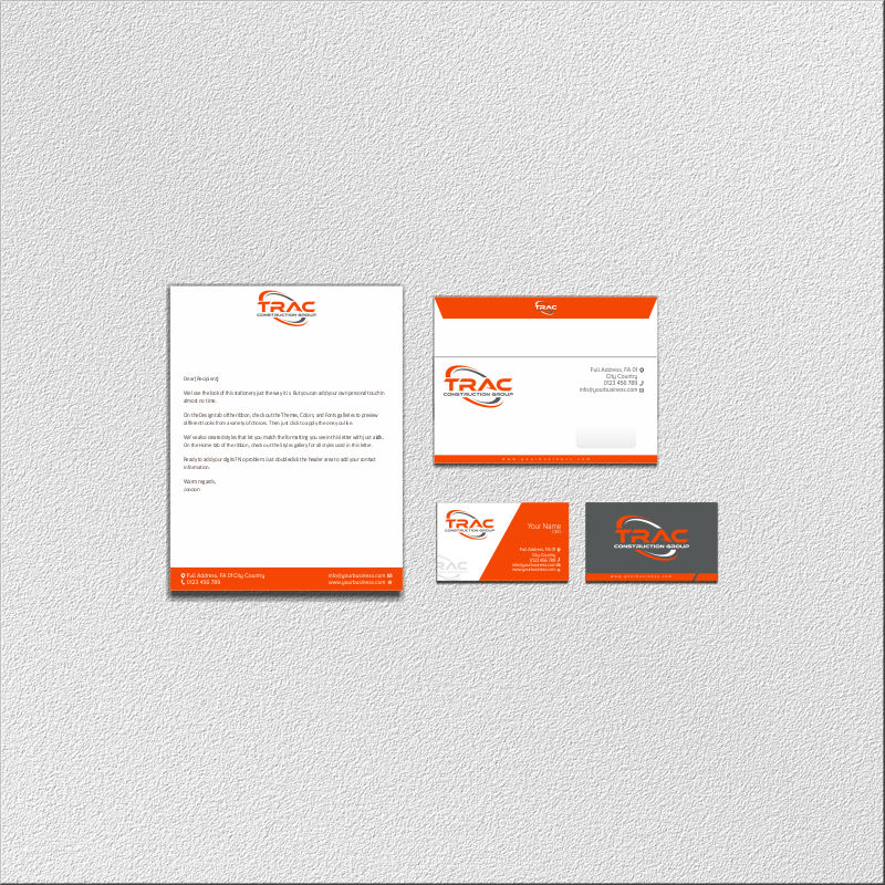 Business Card & Stationery Design entry 1404348 submitted by G234TD4Y to the Business Card & Stationery Design for TRAC Construction Group run by tigrok