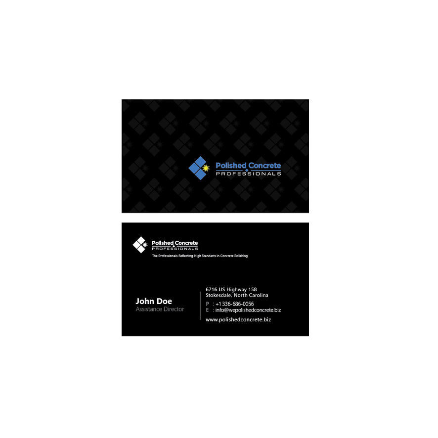 Business Card & Stationery Design entry 1482231 submitted by iamthestrange to the Business Card & Stationery Design for Polished Concrete Professionals run by sterrell86