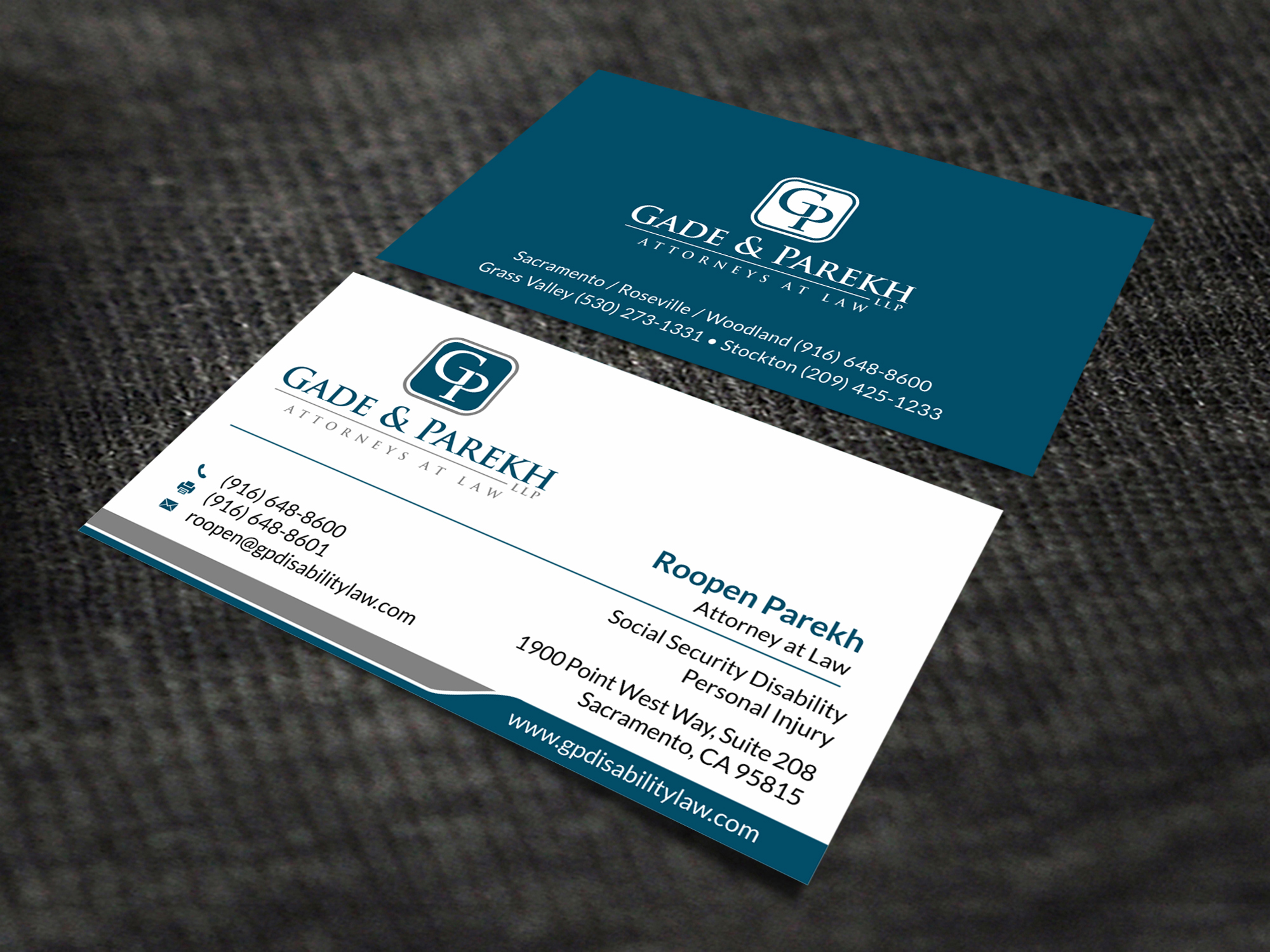 Business Card & Stationery Design entry 1514076 submitted by skyford412 to the Business Card & Stationery Design for Gade & Parekh, LLP run by roopenesq