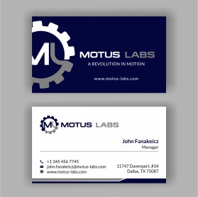 Business Card & Stationery Design entry 1545731 submitted by skyford412 to the Business Card & Stationery Design for Motus Labs run by jim.fontaine@motus-labs.com