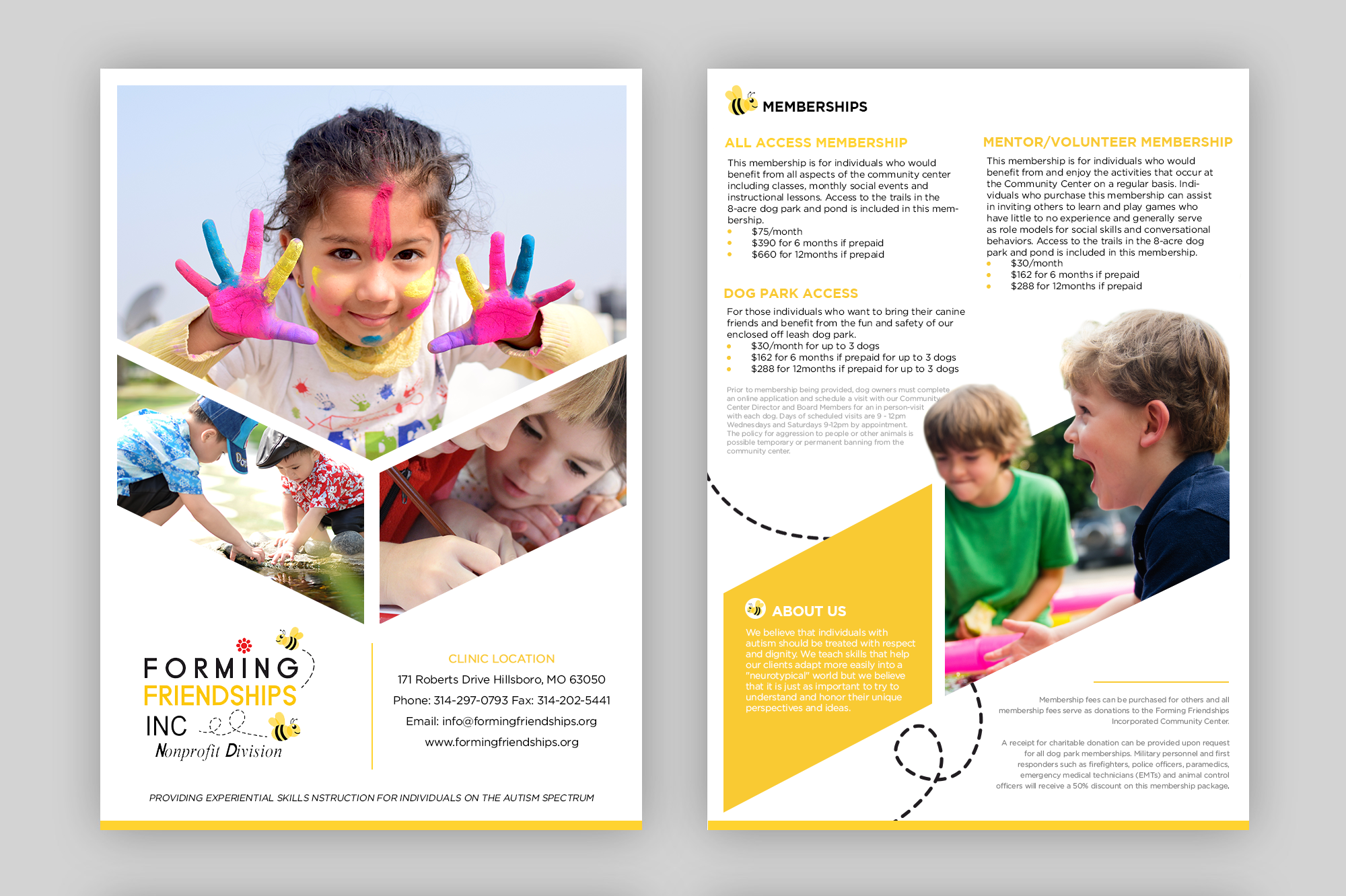 Brochure Design entry 1576910 submitted by anavaldez1322 to the Brochure Design for Forming Friendships Inc Community Center PLEASE USE THE LOGO THAT SAYS “nonprofit division” run by Kpetefish