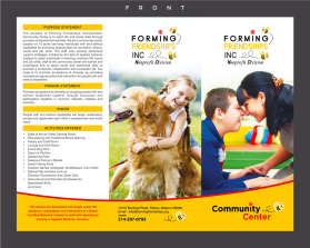 Brochure Design entry 1576950 submitted by lurth to the Brochure Design for Forming Friendships Inc Community Center PLEASE USE THE LOGO THAT SAYS “nonprofit division” run by Kpetefish