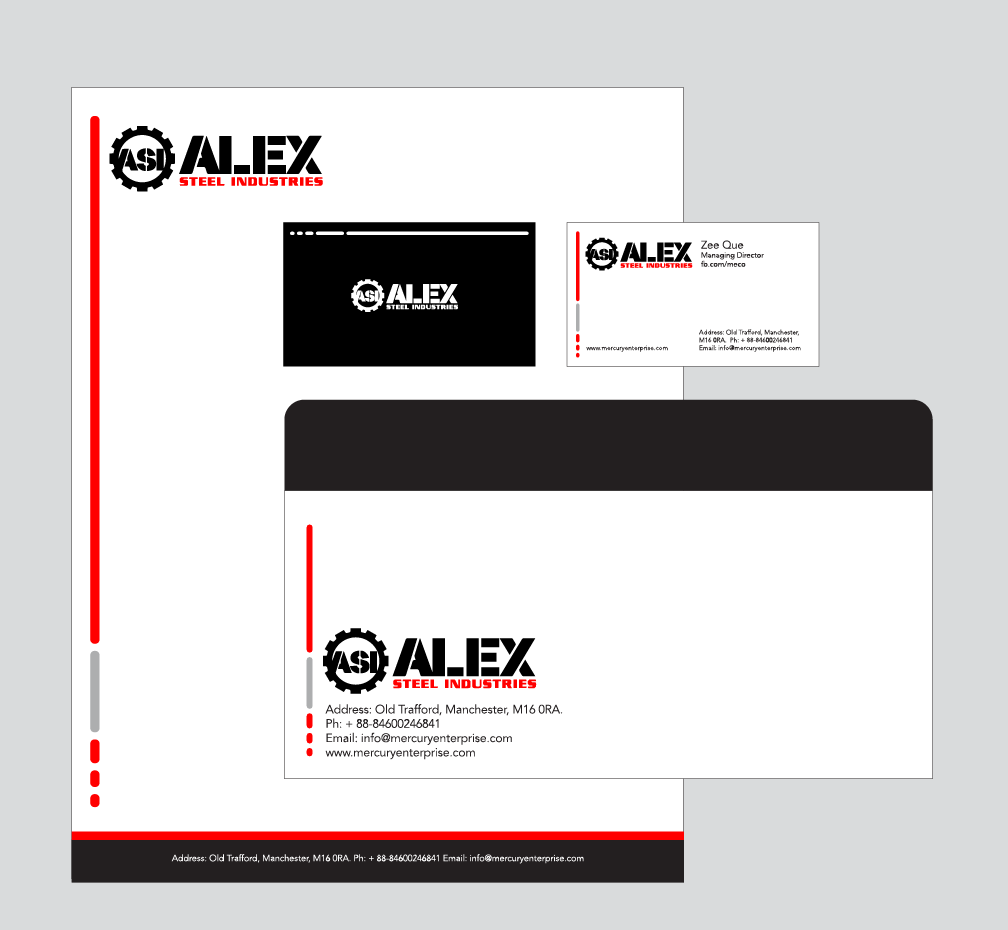 Business Card & Stationery Design entry 1580963 submitted by griphicsuite to the Business Card & Stationery Design for alexsteel Industries run by alexsteel