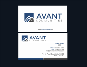 Business Card & Stationery Design Entry 1836997 submitted by ILHAM12312 to the contest for Avant Communities run by Avant Communities