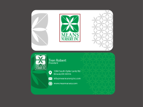 Business Card & Stationery Design Entry 1869249 submitted by ILHAM12312 to the contest for Means Nursery, Inc. run by Orenco