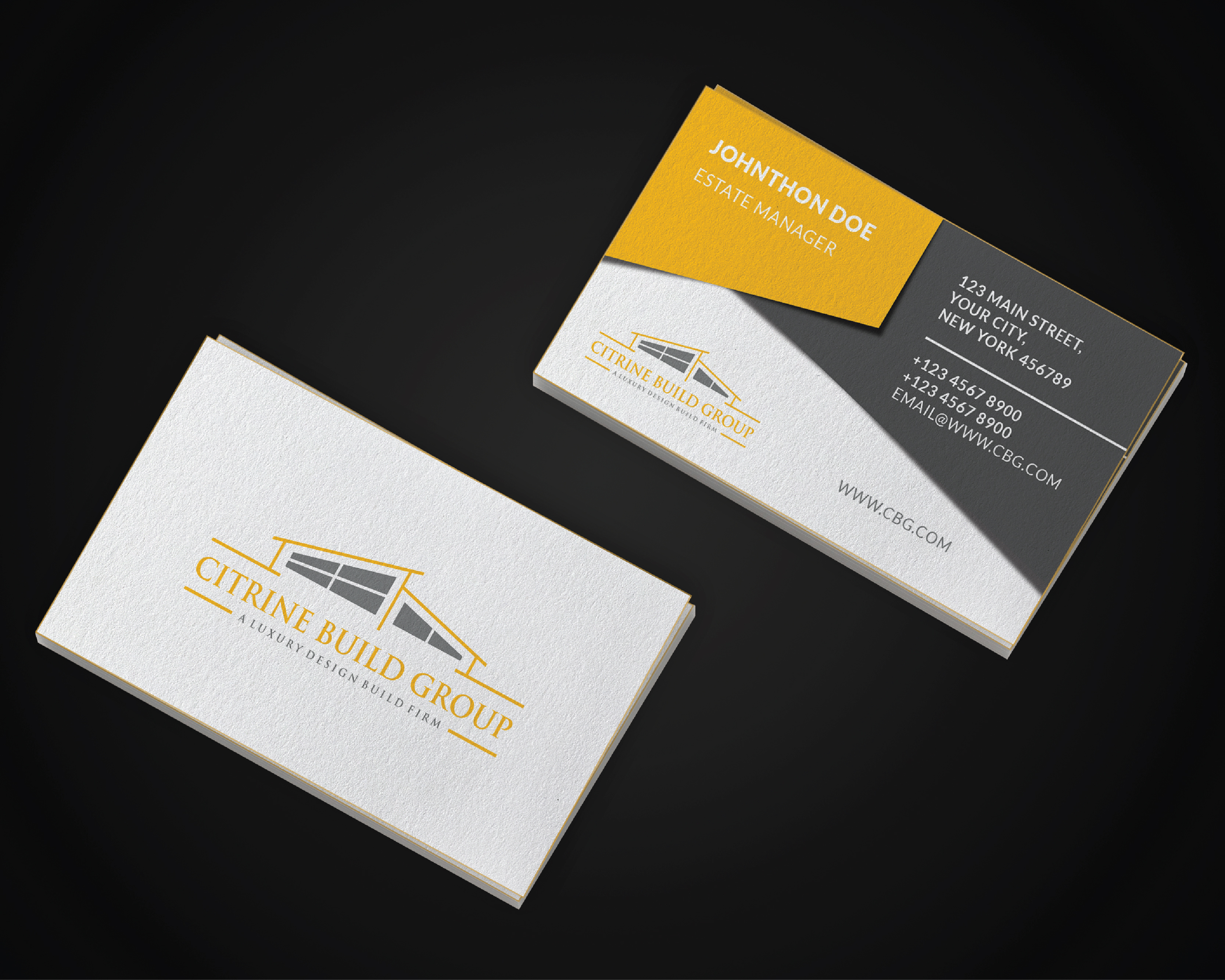 Business Card & Stationery Design entry 1861368 submitted by JOYMAHADIK to the Business Card & Stationery Design for Citrine Build Group run by gromano