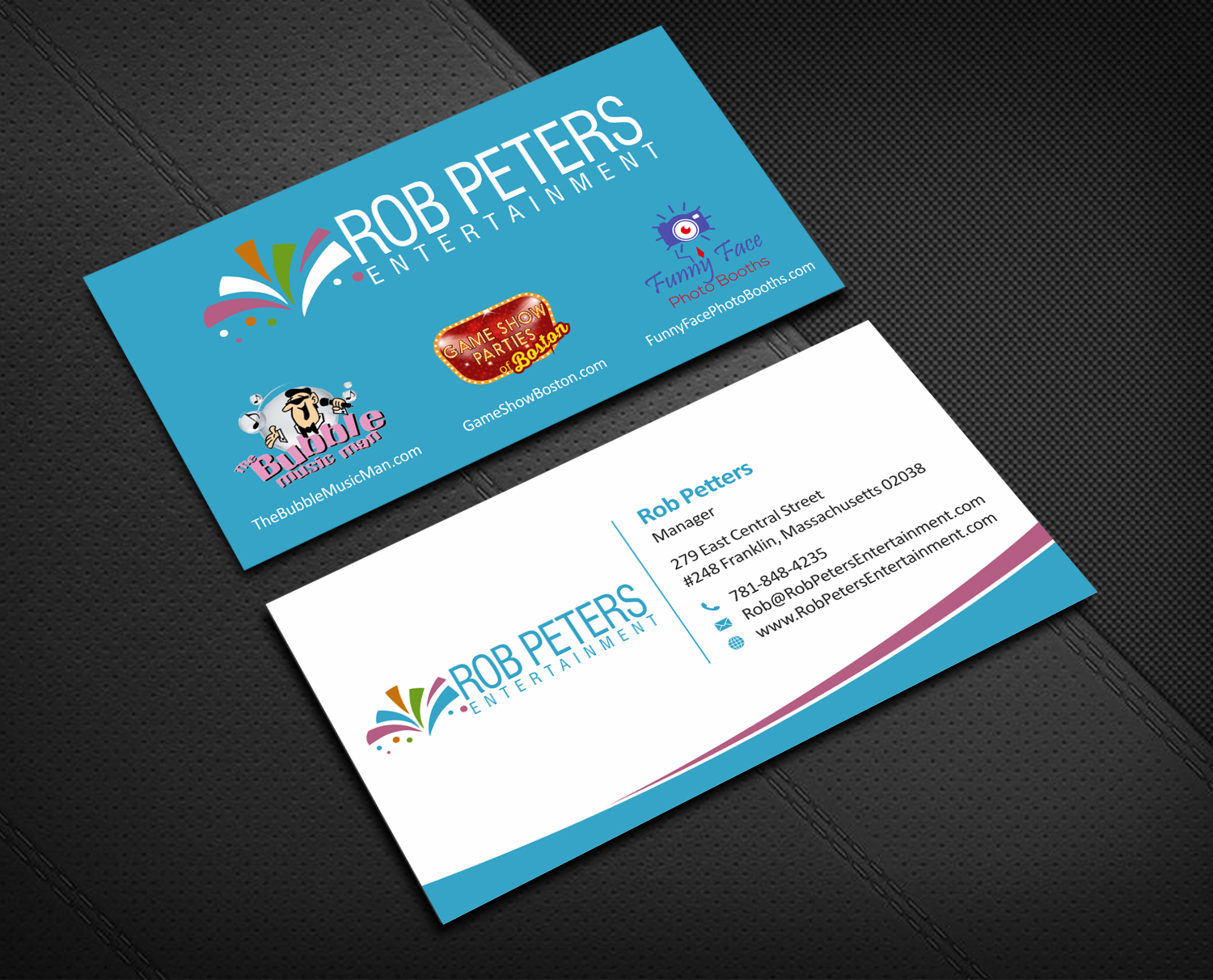 Business Card & Stationery Design entry 1865121 submitted by skyford412 to the Business Card & Stationery Design for Rob Peters Entertainment run by djrobpeters