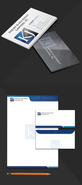 Business Card & Stationery Design Entry 1951627 submitted by DK Graphics to the contest for KJ Injury & Accident Lawyers, PC run by kjlawyers