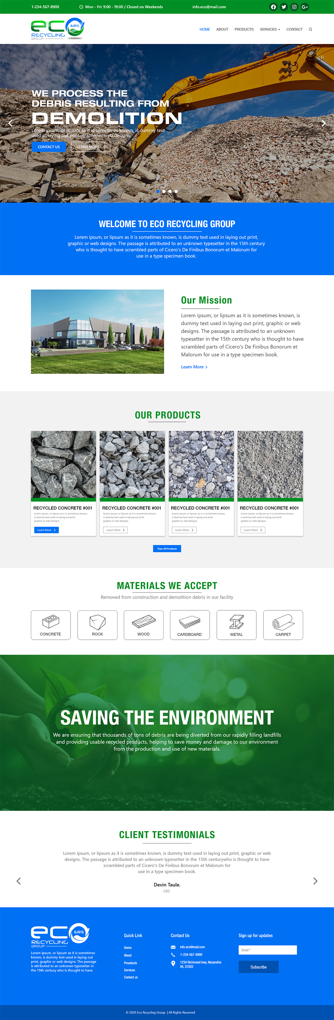 Web Design entry 2017186 submitted by devintaule to the Web Design for Eco Recycling Group run by cbullington
