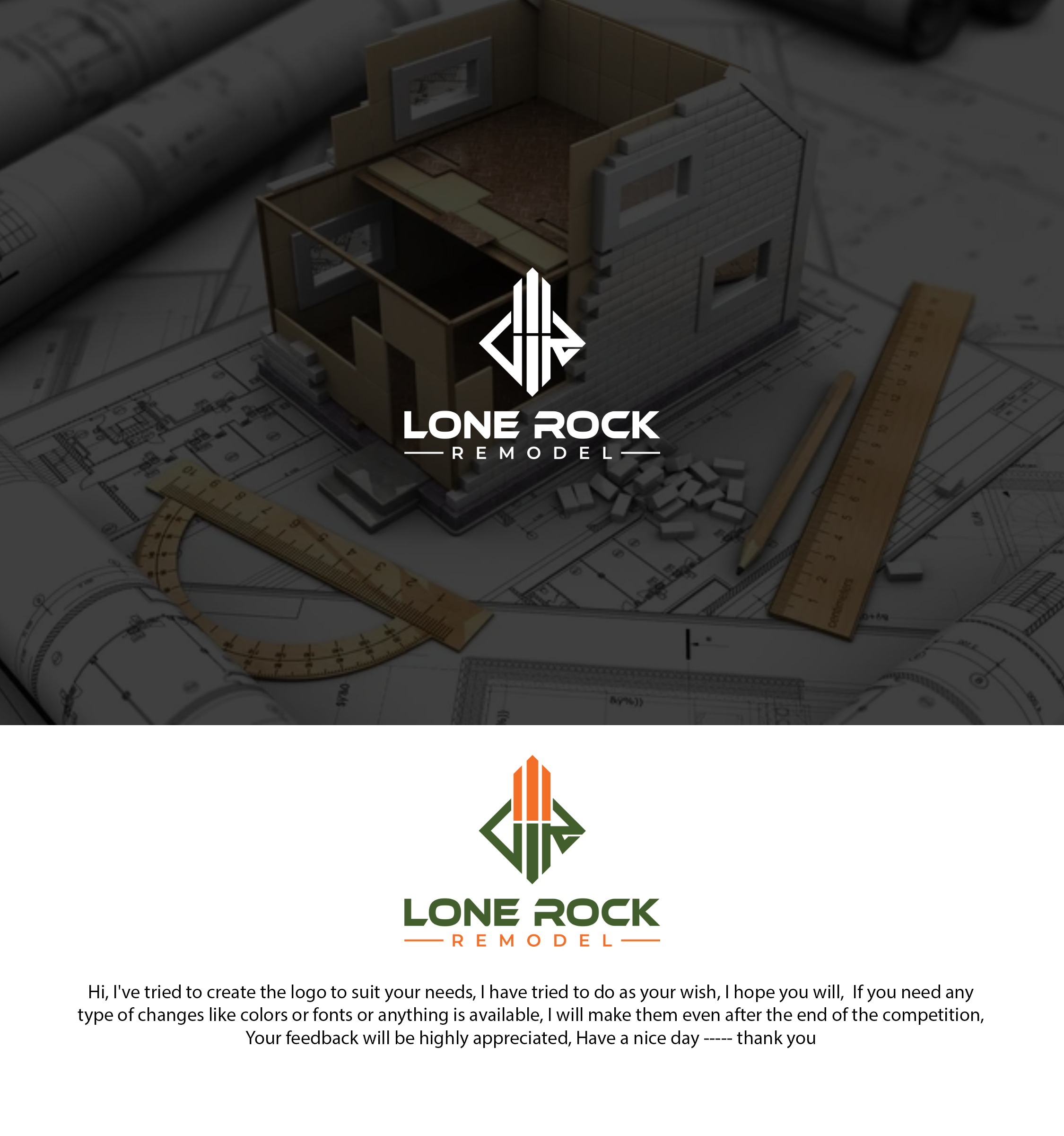 Logo Design entry 2028591 submitted by ENVIRON to the Logo Design for Lone Rock Remodel run by haubrich01