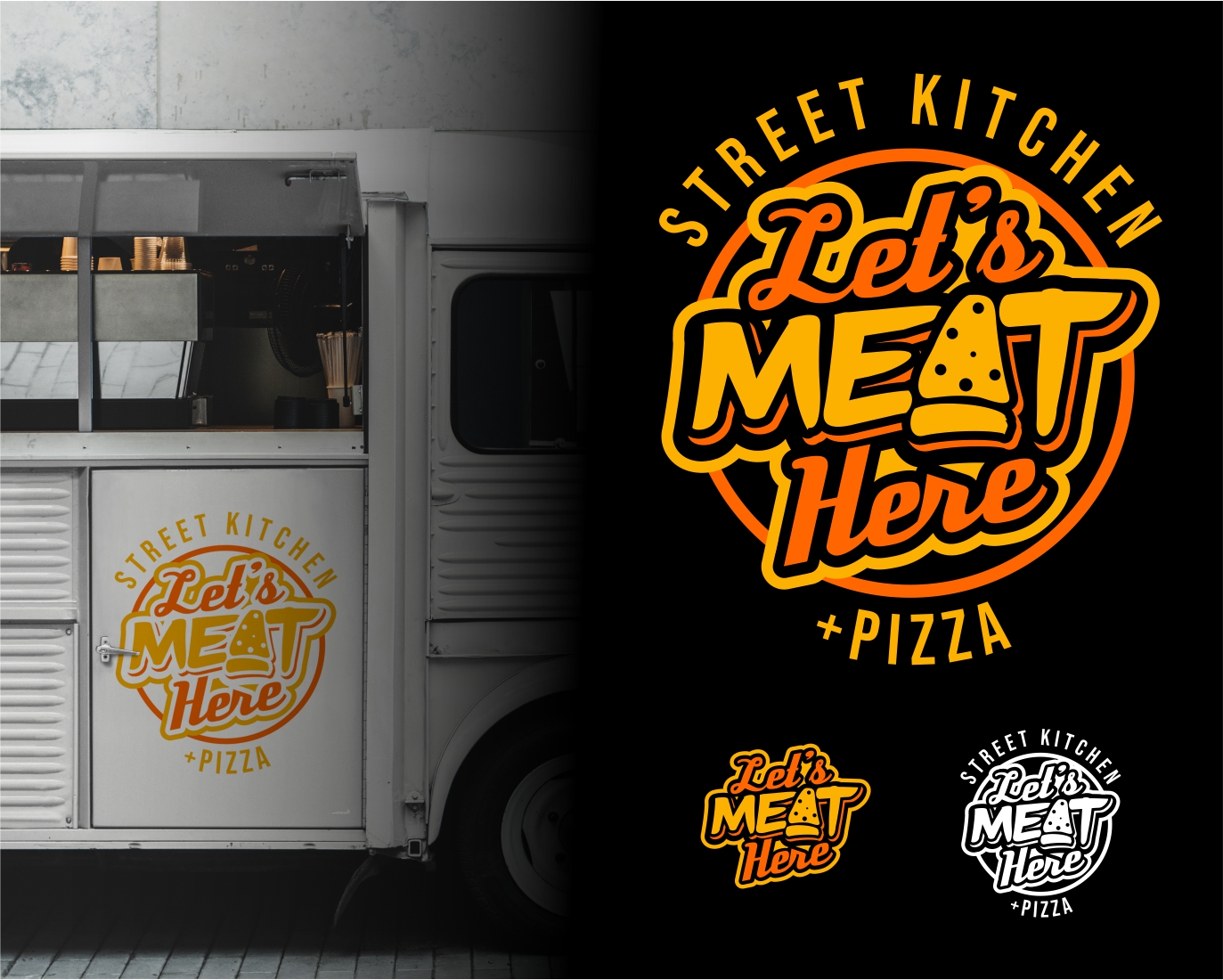 Logo Design Entry 2295911 submitted by Armchtrm to the contest for Let's Meat Here Urban Kitchen + Pizza run by davidjuarezmail