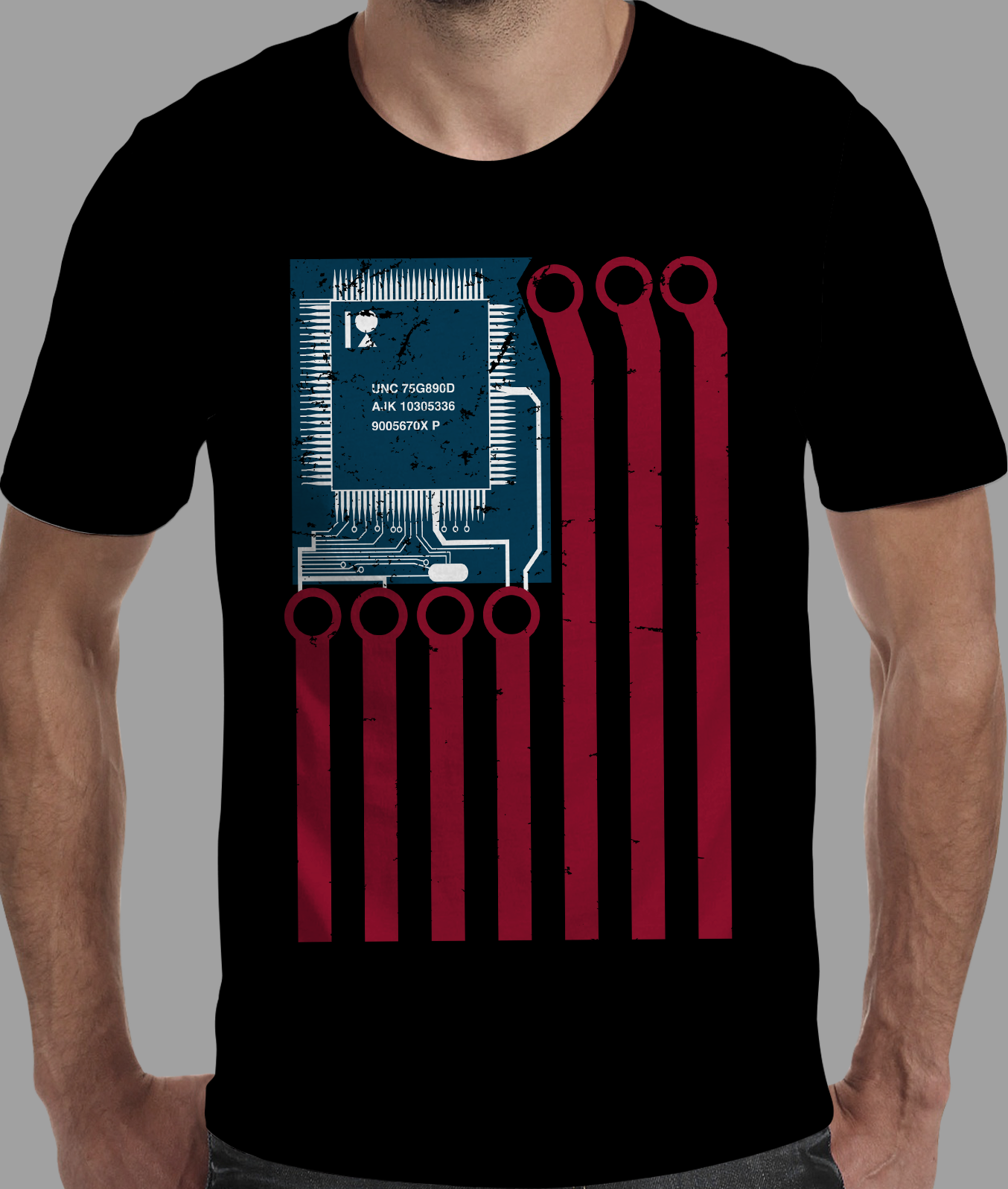 T-Shirt Design Entry 2467154 submitted by dragandjb to the contest for Electronics Circuit USA Flag run by kevinrose17