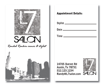 Business Card & Stationery Design Entry 130738 submitted by Dawboc to the contest for L7 Salon Again... run by randman007