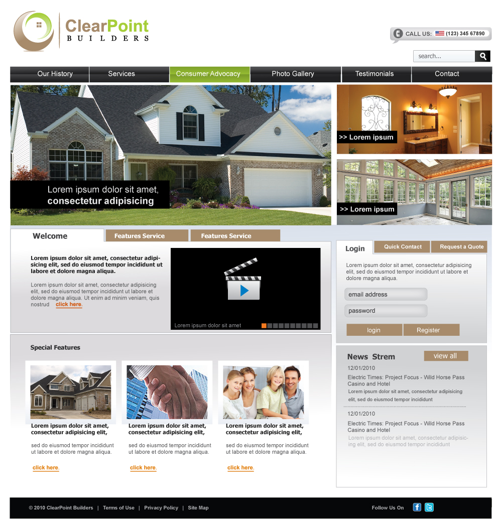 Web Design Entry 318752 submitted by maadezine to the contest for ClearPoint Builders run by rhodysrodi