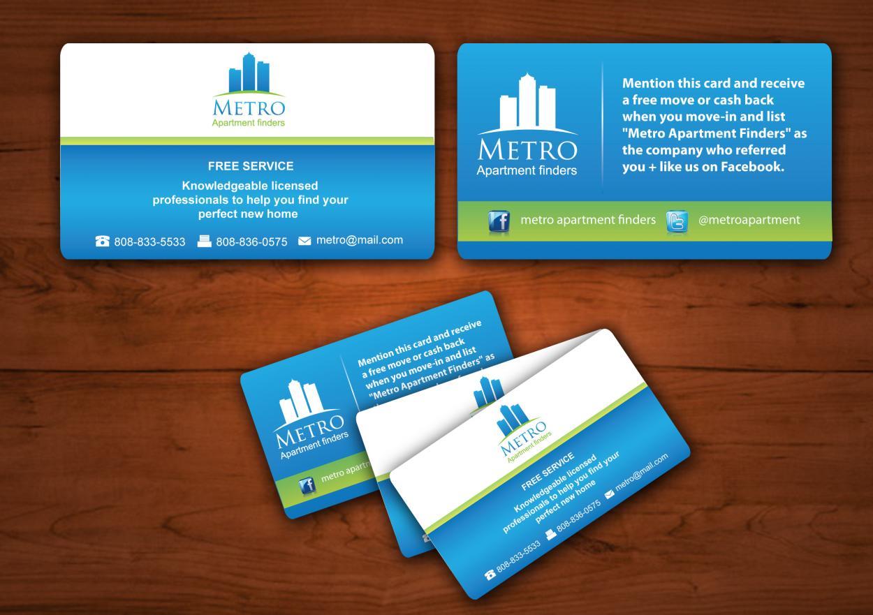 Business Card & Stationery Design entry 394317 submitted by ardinonino to the Business Card & Stationery Design for Metro Apartment Finders run by choffmeister
