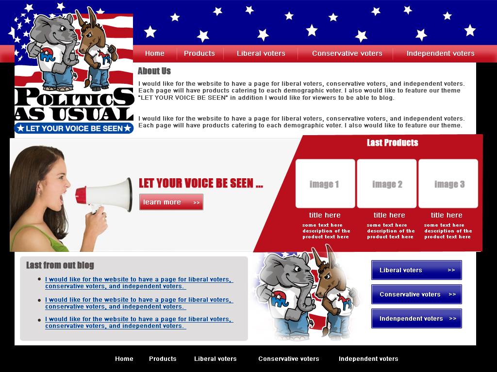 Web Design Entry 521355 submitted by webpablo to the contest for Politics As Usual run by donald88