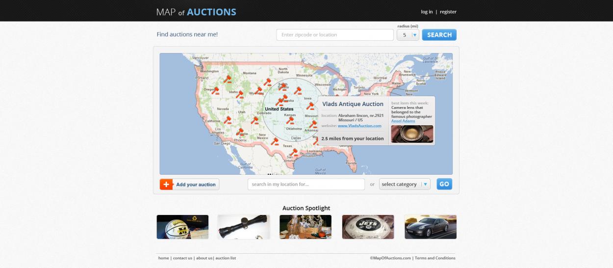 Web Design Entry 596074 submitted by Vladje to the contest for Map of Auctions run by joshdorsey2004@yahoo.com