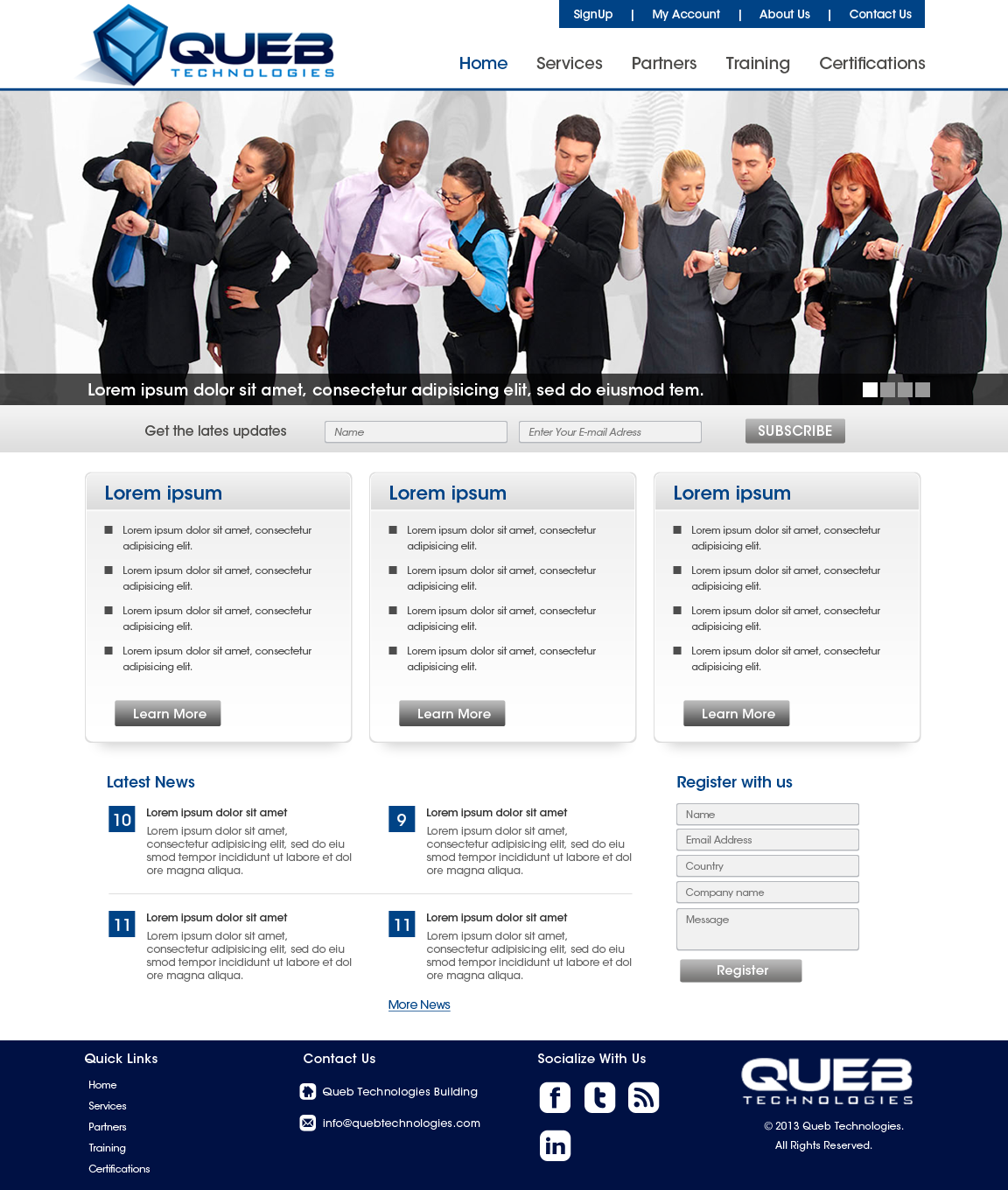 Web Design Entry 732885 submitted by BrandNewEyes to the contest for Queb Technologies run by Naveed 