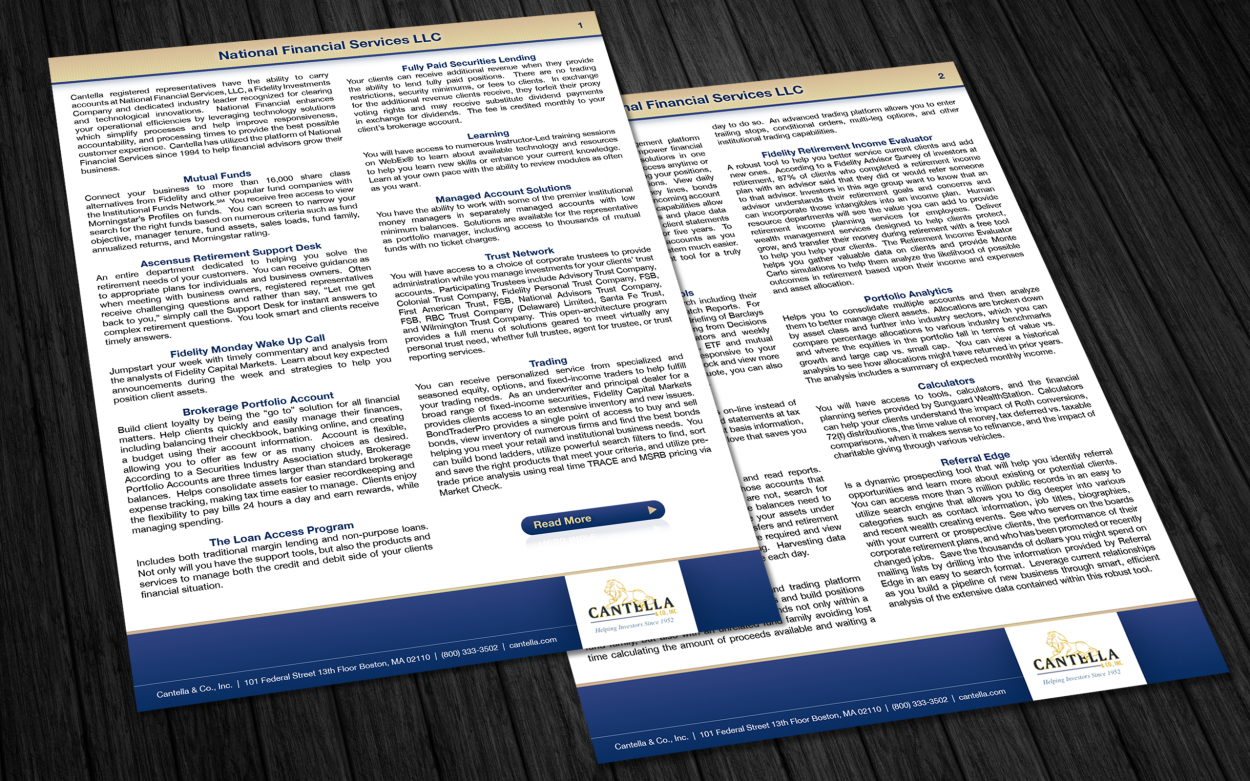 Brochure Design Entry 741760 submitted by NidusGraphics to the contest for Cantella & Co., Inc. run by jmf