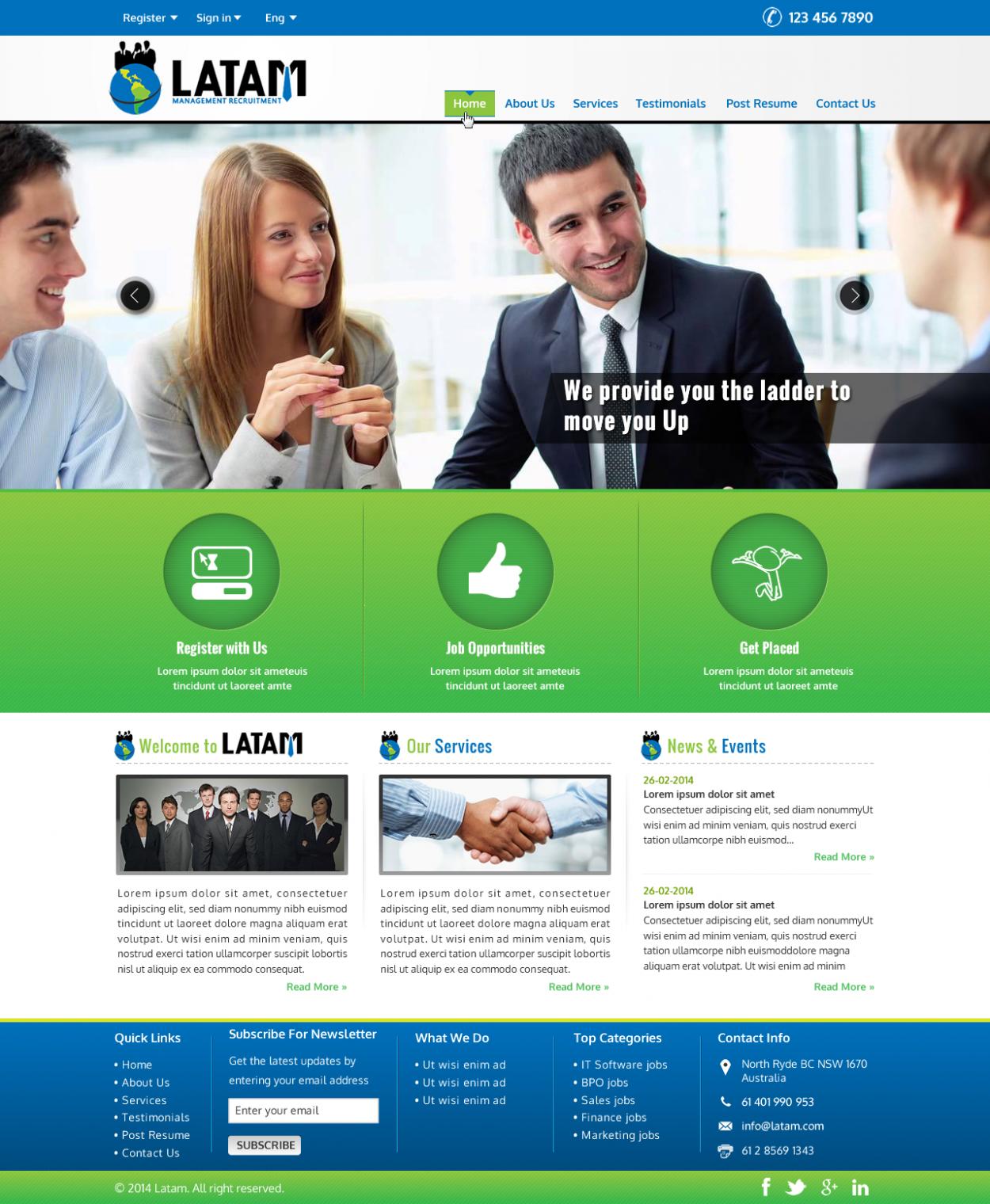Web Design Entry 849185 submitted by nerdcreatives to the contest for LATAM Management Recruitment run by cmcons
