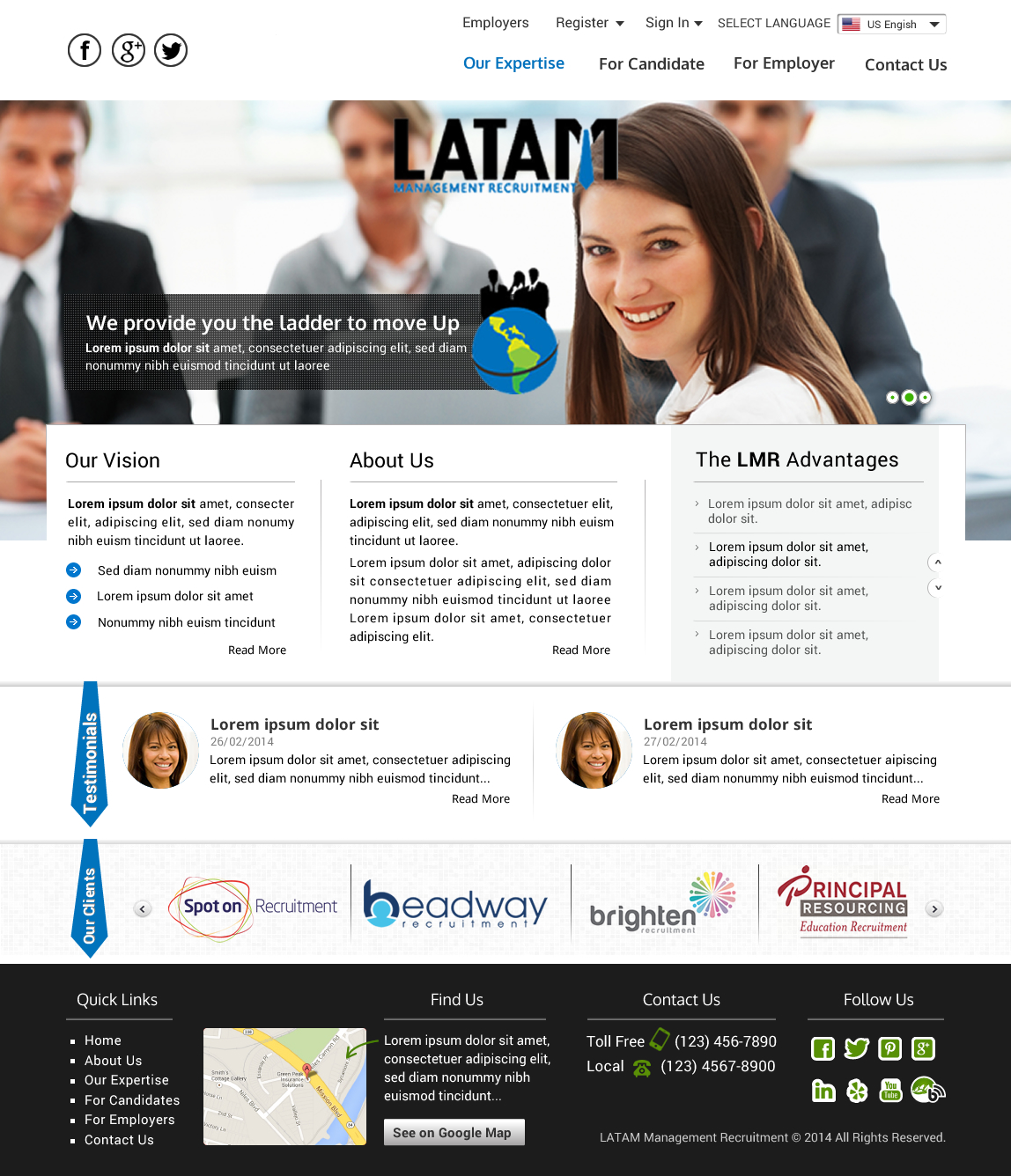 Web Design entry 816137 submitted by nerdcreatives to the Web Design for LATAM Management Recruitment run by cmcons