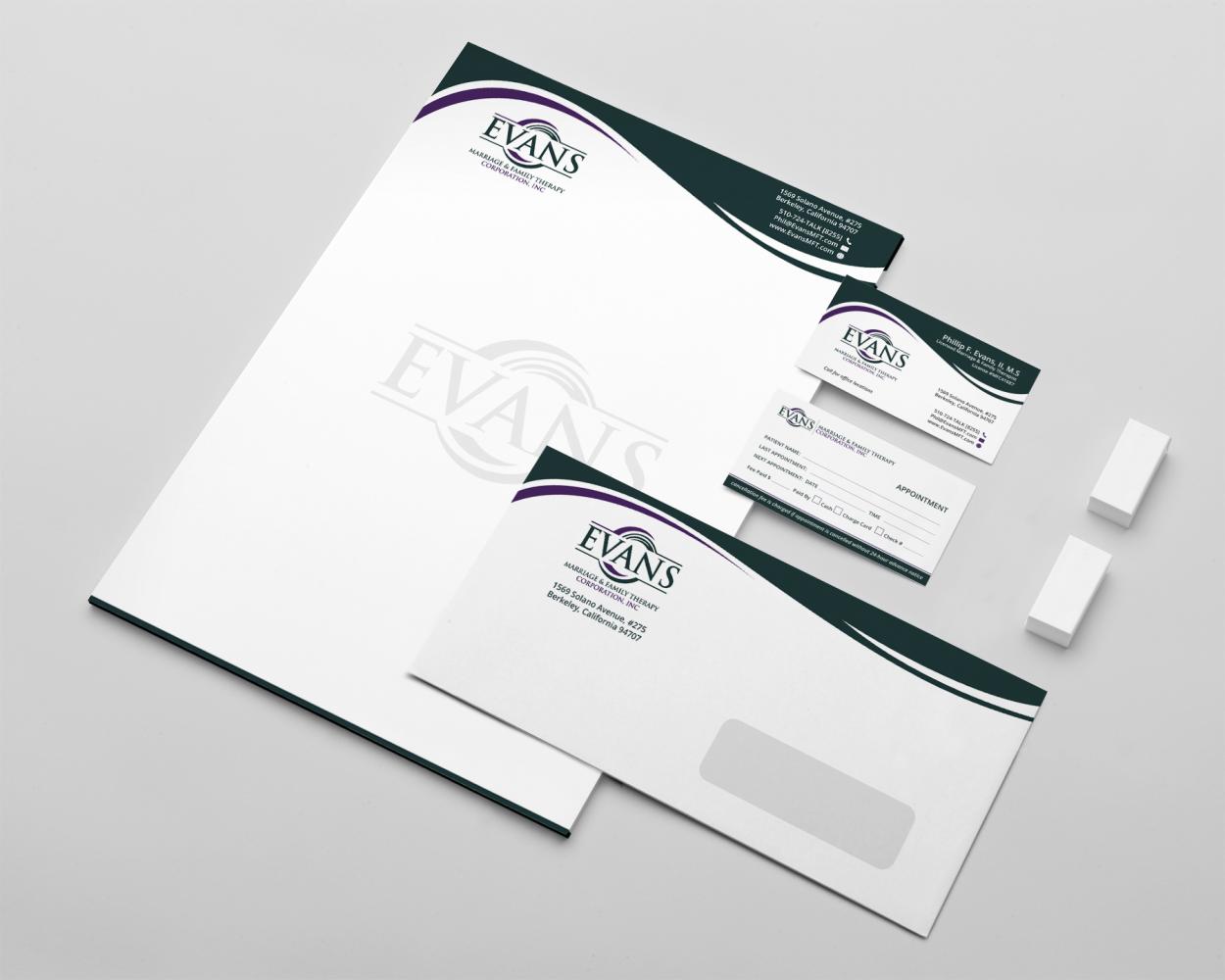 Business Card & Stationery Design entry 1086317 submitted by athenticdesigner to the Business Card & Stationery Design for Evans Marriage & Family Therapy Corporation, Inc. run by EvansMFT