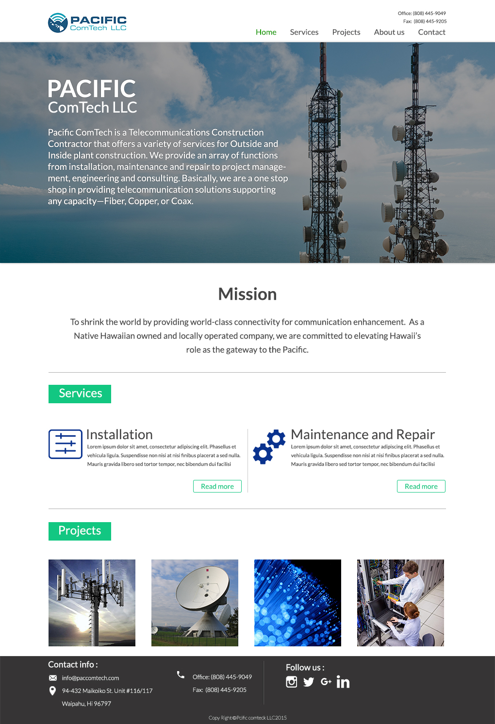Web Design Entry 1146563 submitted by drifel22 to the contest for Pacific ComTech LLC run by kaeo27