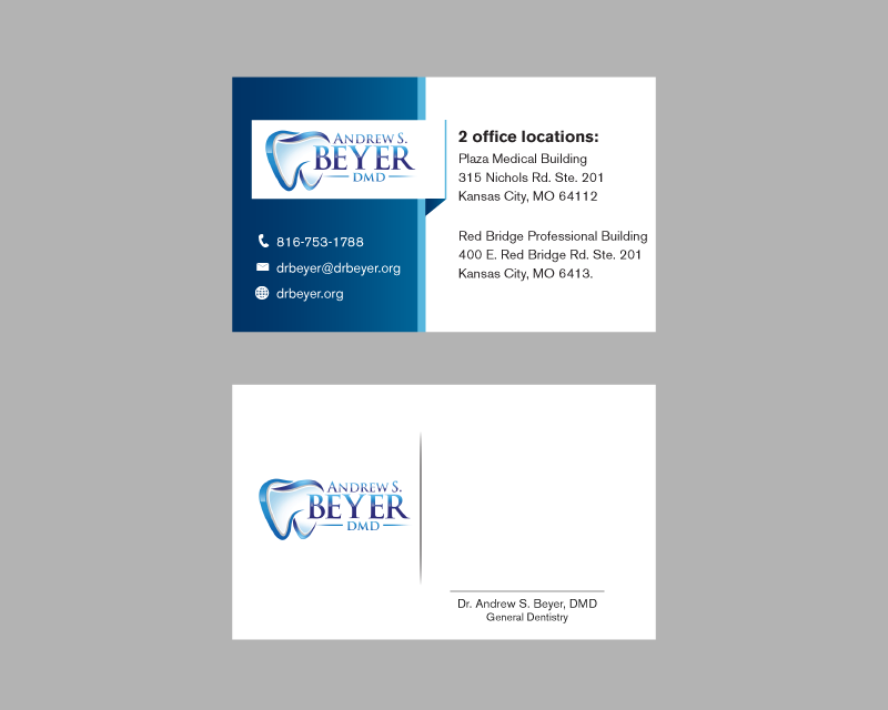 Business Card & Stationery Design Entry 1240174 submitted by dsdezign to the contest for Andrew S. Beyer, DMD run by ajbeyer1