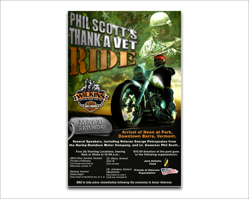 Graphic Design Entry 1192152 submitted by Datu_emz to the contest for Phil Scott's Thank a Vet Ride run by WilkinsHD