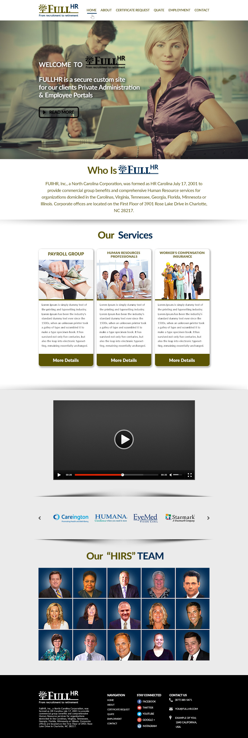 Web Design Entry 1275276 submitted by hossamibrahim to the contest for FullHR, Inc: Corporate Information & Sales website  From Recruitment to Retirement run by TPAs-inc