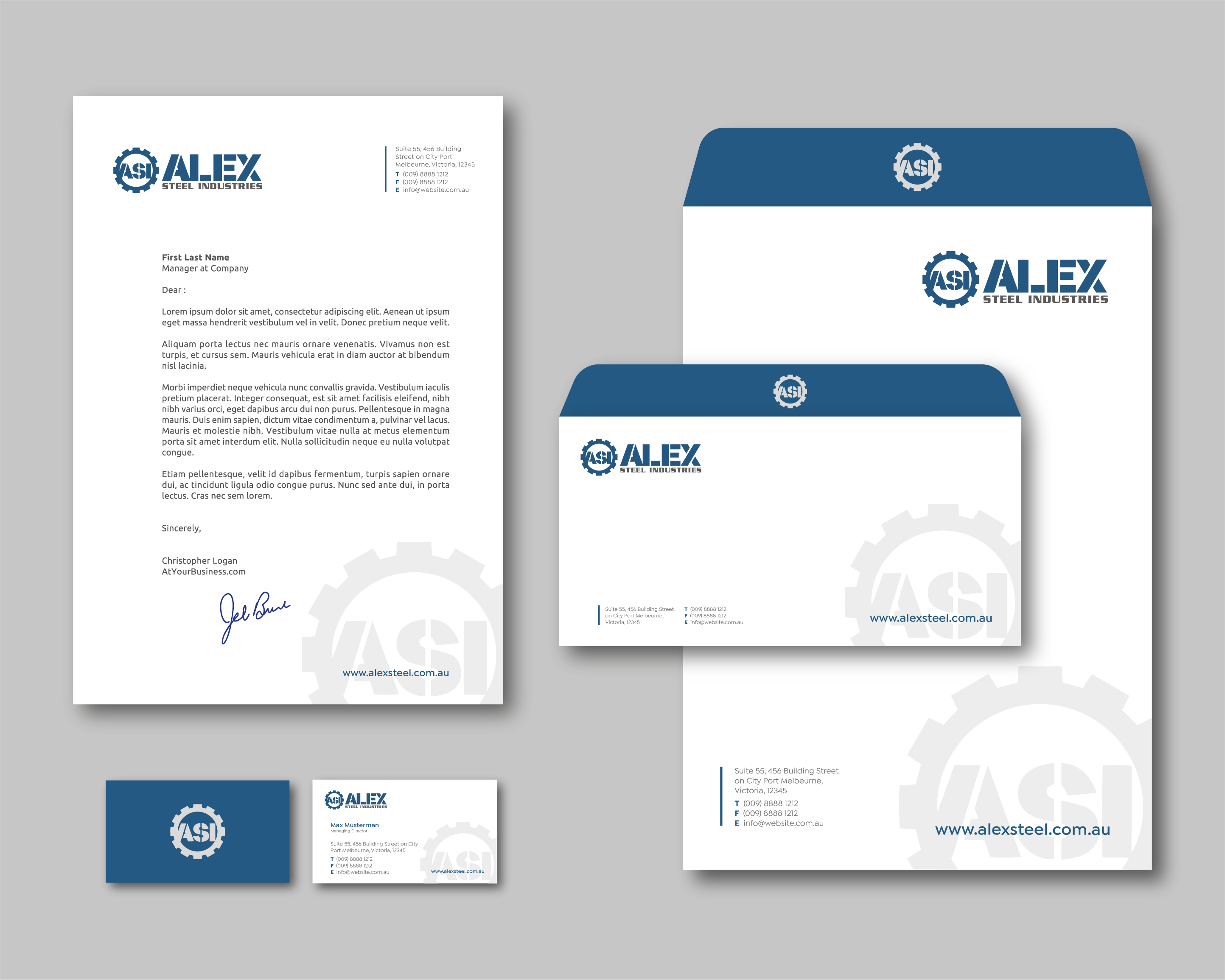 Business Card & Stationery Design entry 1580980 submitted by dzign18 to the Business Card & Stationery Design for alexsteel Industries run by alexsteel