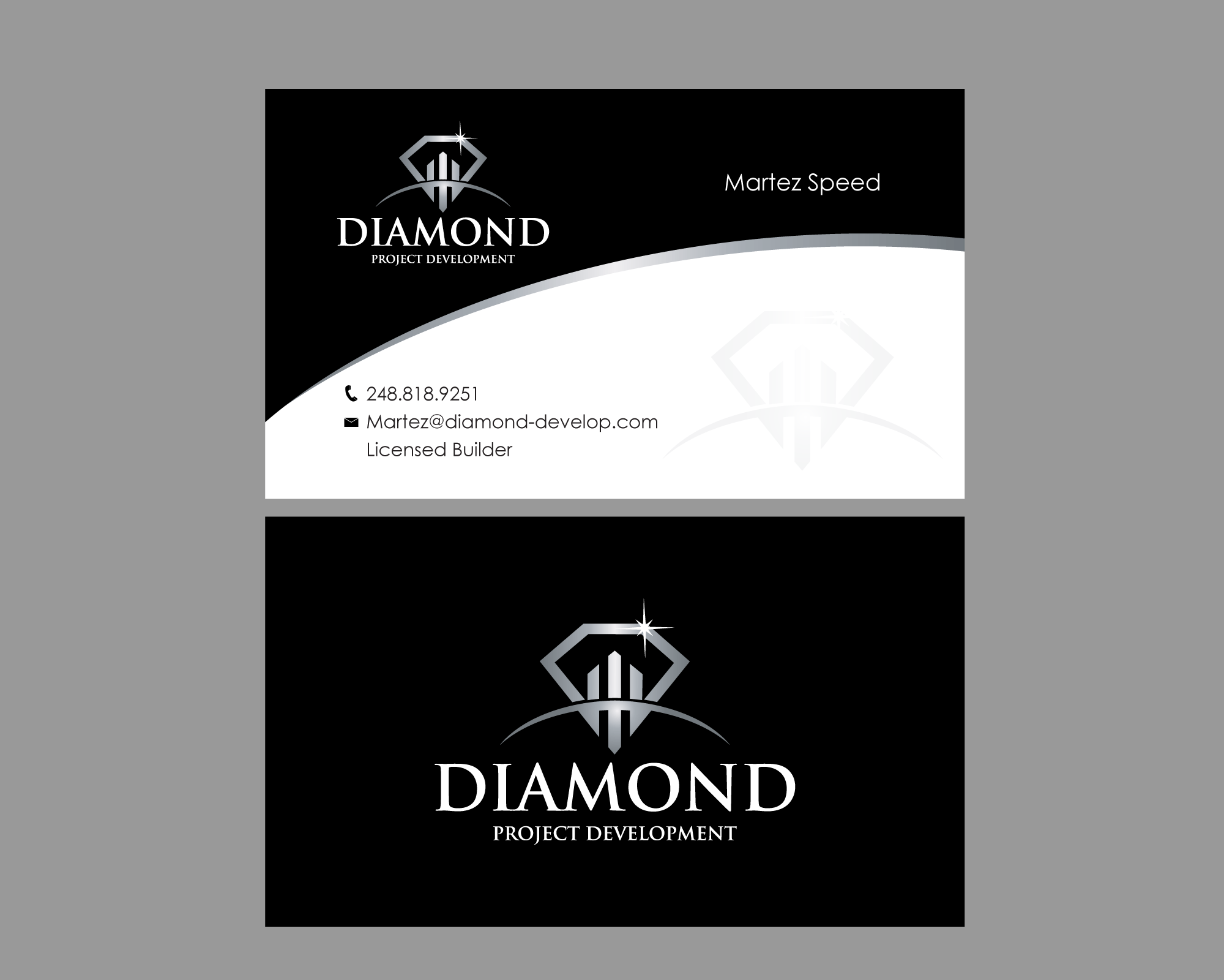 Business Card & Stationery Design Entry 1687600 submitted by dsdezign to the contest for Diamond Project Development run by mspeedro
