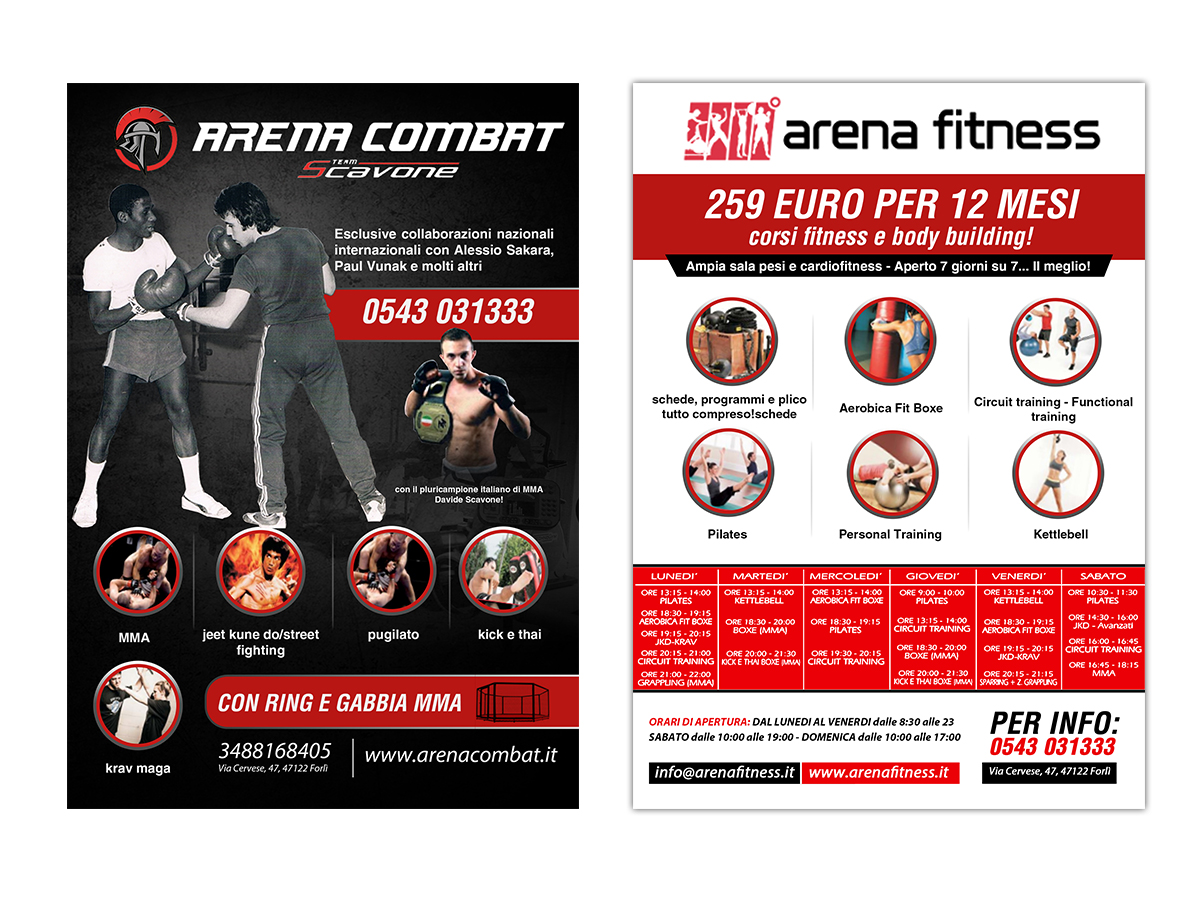 Graphic Design entry 1646498 submitted by Amit1991 to the Graphic Design for Arena Fitness and Arena Combat gym run by Scavone1983